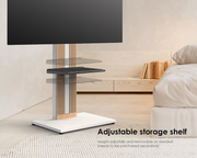 FITUEYES Floor TV Stand 32-65 Inch Height Adjustable ±30° Swivel Beech Wood