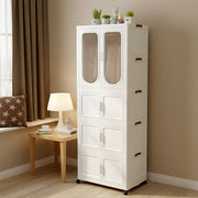 Large Foldable Wardrobe Storage Cabinet with Wheels Modular Plastic Closet