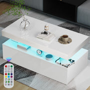 High Gloss LED Coffee Table With Storage Wooden 2 Drawer Living Room Furniture