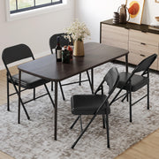 GarveeMore Folding Chairs Set of 4 with Cushioned Seat, Steel Frame black