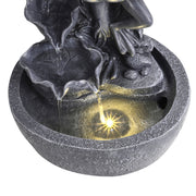 Solar Powered Garden Water Feature Outdoor Water Fountain Cascade with LED Light
