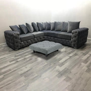 Large Square Footstool Coffee Table Upholstery Fabric Footstools Matching Button