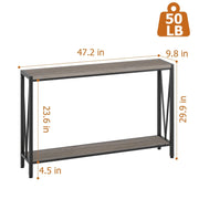 Console Table 2‑Tier Rustic Sofa Table with Open Storage Slim Entryway Tables