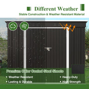 Garden Shed Pent Roof 4X8FT Metal Free Foundation Base Storage House Anthracite