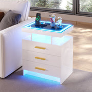 Smart LED Bedside Cabinet with Wireless Charging Station & Motion Sensor Lights