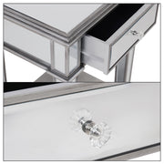 Silver Mirrored End Table with 1 Chest of Drawer Sofa Side Accent Table Storage