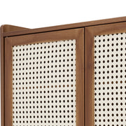 4 Doors Rattan Wood Shoe Storage Cabinet Cupboard Footwear Stand Rack Unit Retro