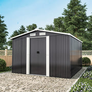 10x8FT Extra Large Garden Shed Metal Apex Roof Outdoor Storage With Door & Vent