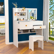 Dressing Table With Drawers Mirror Stool Set Makeup Desk Vanity Table Bedroom