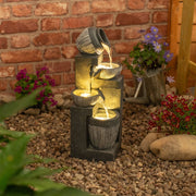 Water Fountain Feature Solar Powered Garden Ornament LED Outdoor Statue Lights
