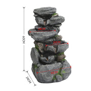 Multi-Tiers Rock LED Water Feature Garden Fountain Solar Powered Outdoor Statues