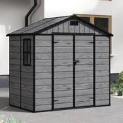Plastic Sheds Outdoor Garden Shed 8x4FT Wood Grain Utility Tool Storage House