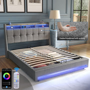 NEW OTTOMAN STORAGE UPHOLSTERED BED FRAME 4FT6 DOUBLE WITH USB PORT & LED LIGHT