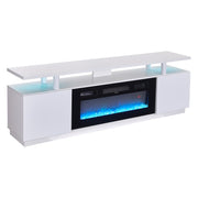 Living Room TV Stand Unit Cabinet with Electric Fireplace 12 Colour LED Lights
