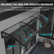 Window Awning Canopy with Large Drainage Gutter ABS Plastic Bracket PC Panel