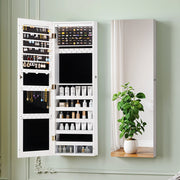 2-IN-1 Jewelry Cabinet Wall & Door Mounted Jewelry Armoire Full-Length Mirror UK