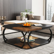 39.25-Inch Square Coffee Table Modern Wooden Accent Center Table for Living Room