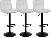 2 X White Bar Stools Breakfast Chairs Faux Leather Swivel, Black Metalwork