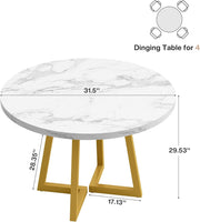 Round Dining Table for 2-4 People, 80CM Modern Kitchen Table for Dining Room
