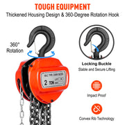 2 Ton 2000Kg Chain Block & Tackle Engine Lifting Hoist Pulley 3M Cable