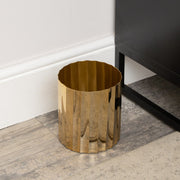 Large Shiny Gold Metal Fluted Planter / Waste Bin - 18cm