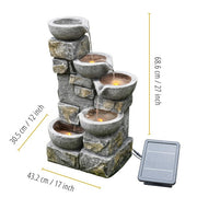 Garden Water Feature Outdoor Solar Powered LED Fountain 5-Tier Bowl Teamson