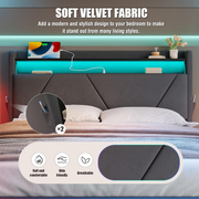 4FT6 Double Bed Frame !SALE! LED Hydraulic Storage USB Headboard Grey