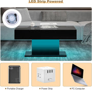 High Gloss LED Coffee Table Cocktail Center Table Modern Living Room Rectangle