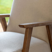 Gallery Neyland Natural Linen Armchair Beige Solid Wood Frame Living Room Chair