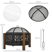 2-in-1 Outdoor Fire Pit Bowl with BBQ Grill Grate 30