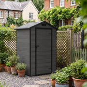 4.4x3.4FT Plastic Garden Shed All-Weather Tool Storage House with Window & Vents