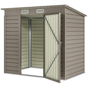 Outsunny 6 x 4FT Galvanised Metal Garden Shed with Lockable Door, Grey