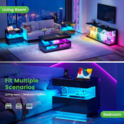 Bedside Table Hidden Drawer 3 Colour LED Motion Sensor USB & Type-C Charging