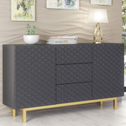 Sideboard TV Cabinet Storage Cupboard Buffet Diamond Pattern Grey Gold 140cm