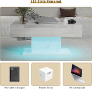 High Gloss LED Coffee Table Cocktail Center Table Modern Living Room Rectangle