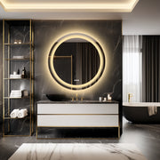 80cm Round LED Dimmable Bathroom Mirror Make Up Light Up Touch Sensor Wall Mount
