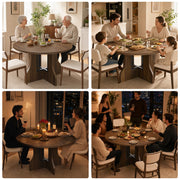 Round Dining Table for 4-6 People 120cm Circle Kitchen Table for Home Kitchen