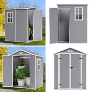 Large Plastic Shed 8x8 6x8 5x4FT Outdoor Garden Tools Storage House with 2 Doors