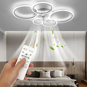 RGB LED Ceiling Fan Light Dimmable Chandelier Living Room Lamp W/ Remote Control