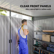 9ft x 6.5ft Garden Storage Shed with Top Window, Metal Outdoor Shed Tool House