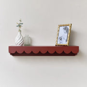 Oxblood Dark Red Scalloped Wall Storage Shelf - 61cm wall storage shelving decor