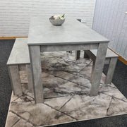 Grey kitchen Dining Table and 2 Benches setof 4 space saver dining room