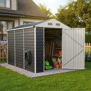 Garden Shed Metal Apex Roof Outdoor Storage House With Ventilation & Padlock