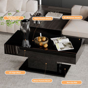 LED Coffee Table High Gloss Rectangle Center Table Modern Living Room Furniture