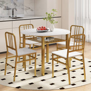 5 Pcs Dining Set Round Kitchen Table with 4 Matching Dining Chairs