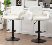2 LARGE BAR STOOLS PLUSH SEAT GAS LIFT SWIVEL BREAKFAST KITCHEN BAR LARGE SEAT