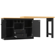 360° Swivel Dining Bar Table Kitchen Island, with Storage Cabinet with Wine Rack