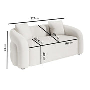 Cream Boucle Modern Curved 3 Seater Sofa - Zuri ZRI012