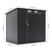 6.3x4.3ft Large Metal Garden Shed Flat Roof Tools Bike Storage House Anthracite