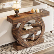 41.34'' Farmhouse Wooden Narrow Console Table with Storage Shelves for Entryway